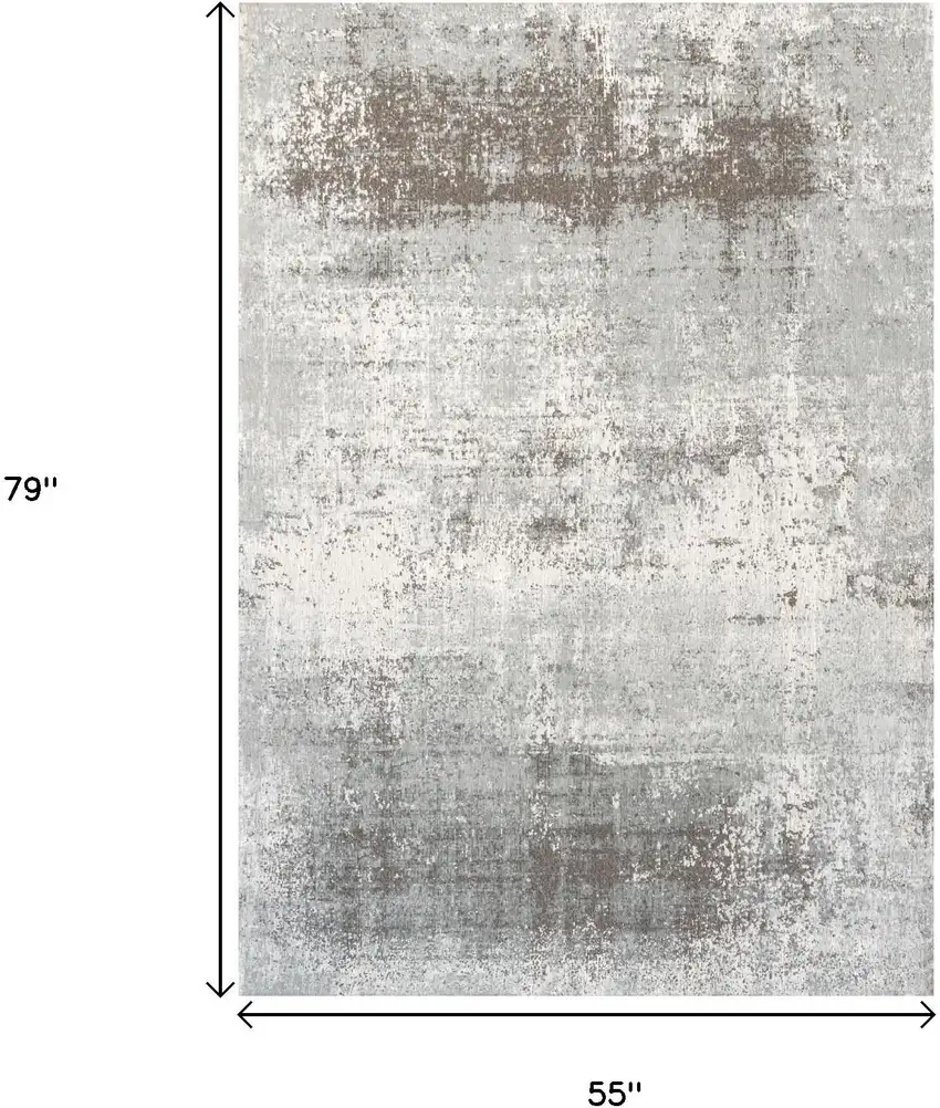 Gray White And Brown Abstract Washable Area Rug With UV Protection Photo 9