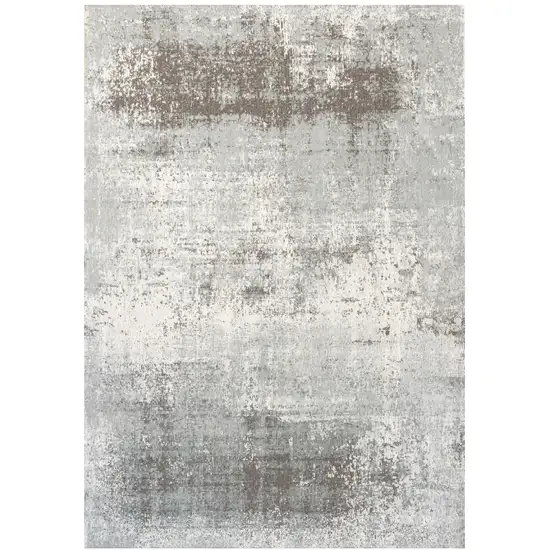 Gray White And Brown Abstract Washable Area Rug With UV Protection Photo 2