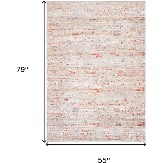 Gray White And Orange Tribal Washable Area Rug With UV Protection Photo 4