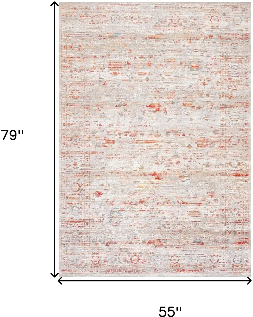 Gray White And Orange Tribal Washable Area Rug With UV Protection Photo 4