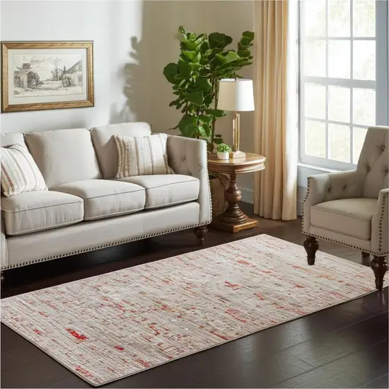 Gray White And Orange Tribal Washable Area Rug With UV Protection Photo 1