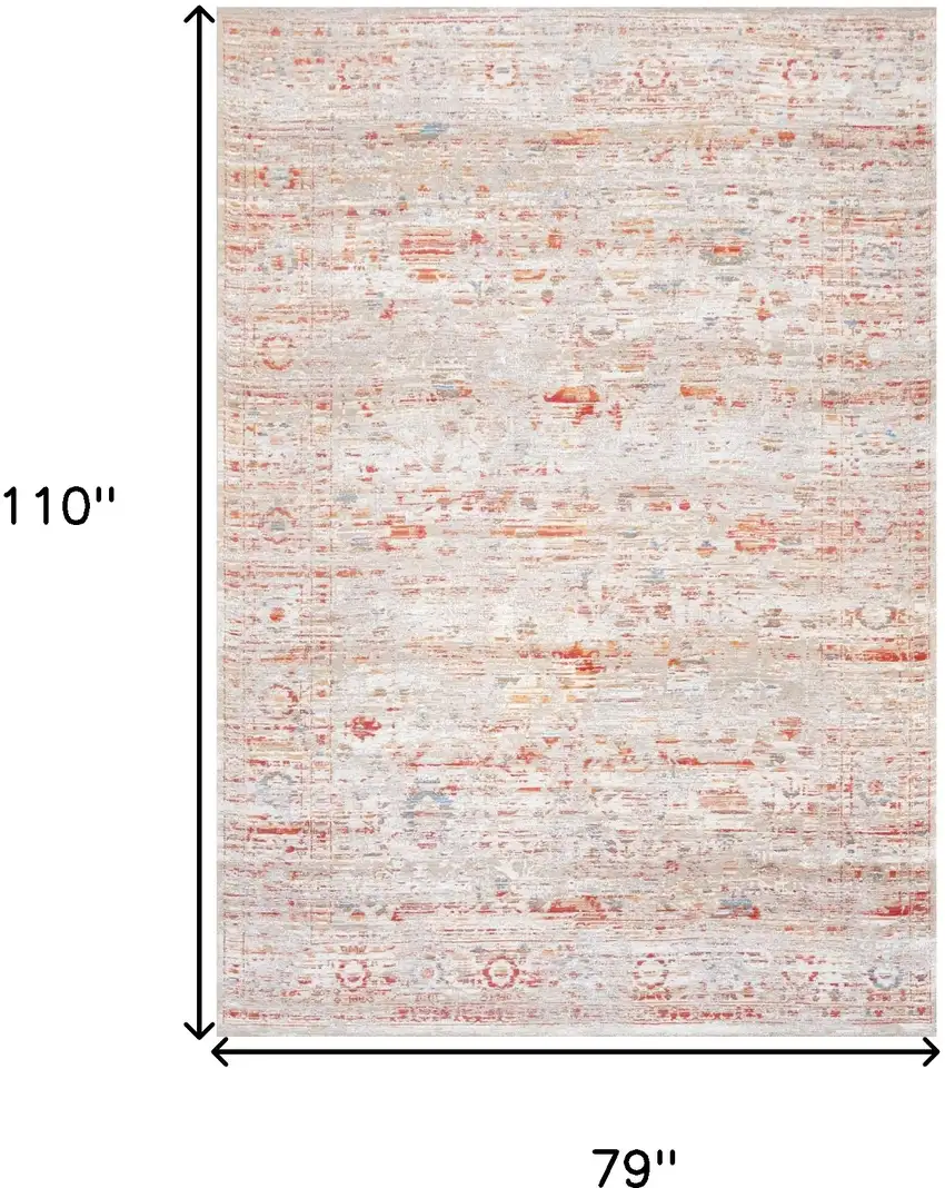 Gray White And Orange Tribal Washable Area Rug With UV Protection Photo 4