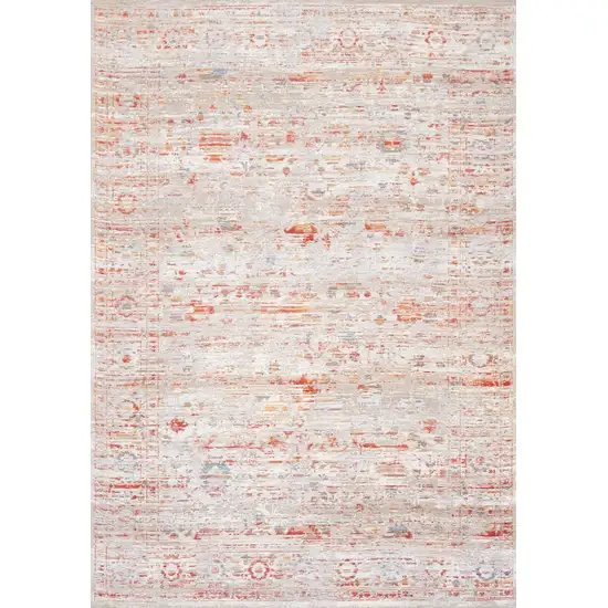 Gray White And Orange Tribal Washable Area Rug With UV Protection Photo 2
