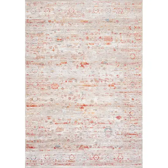 Gray White And Orange Tribal Washable Area Rug With UV Protection Photo 8