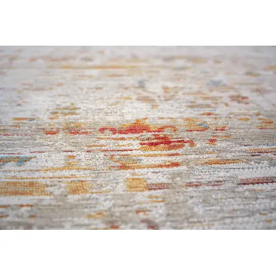 Gray White And Orange Tribal Washable Area Rug With UV Protection Photo 5