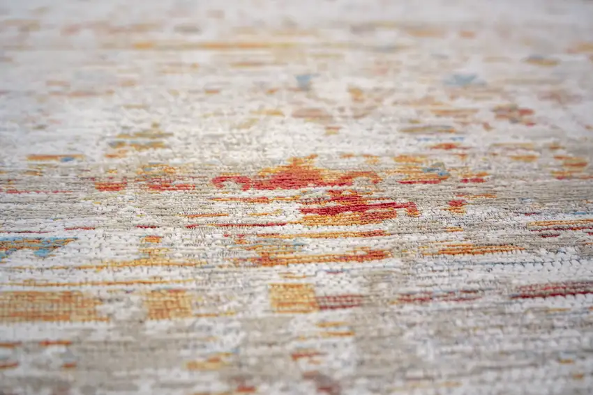 Gray White And Orange Tribal Washable Area Rug With UV Protection Photo 5