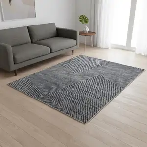 Photo of Gray Wool Abstract Hand Knotted Area Rug