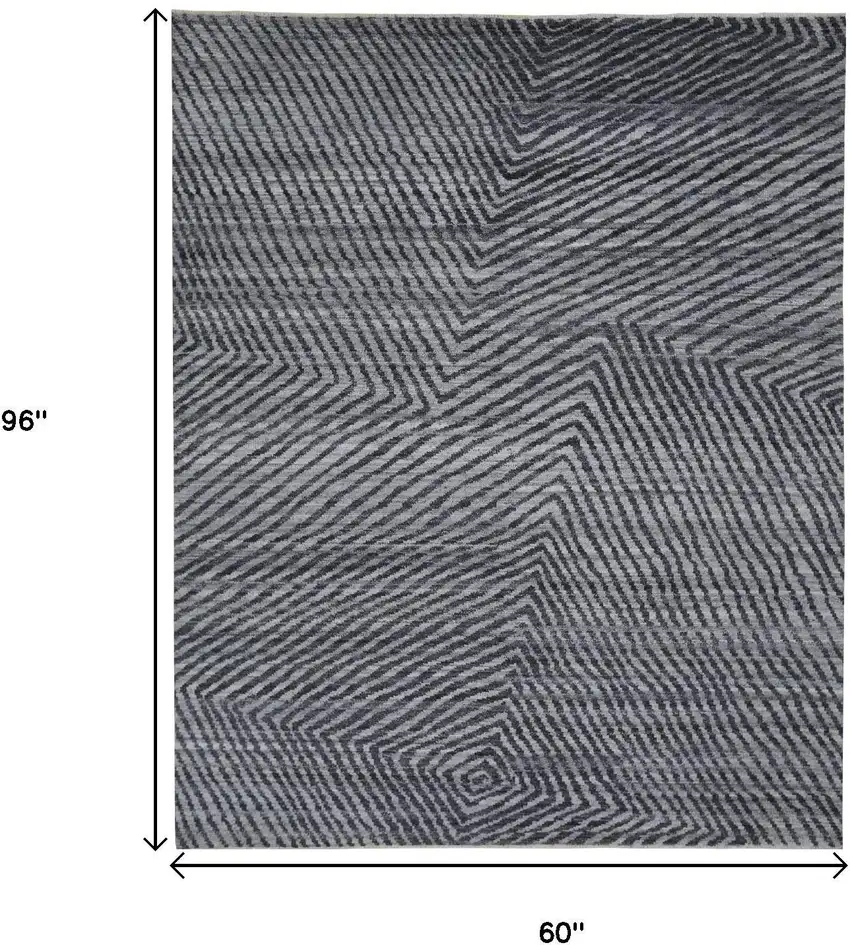 Gray Wool Abstract Hand Knotted Area Rug Photo 3