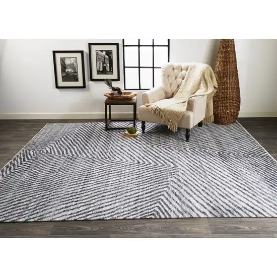 Gray Wool Abstract Hand Knotted Area Rug Photo 6