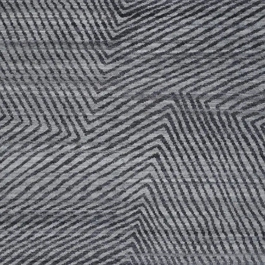 Gray Wool Abstract Hand Knotted Area Rug Photo 4