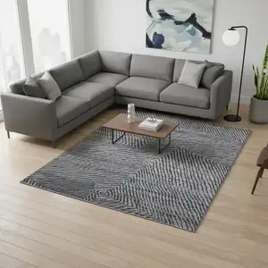 Photo of Gray Wool Abstract Hand Knotted Area Rug