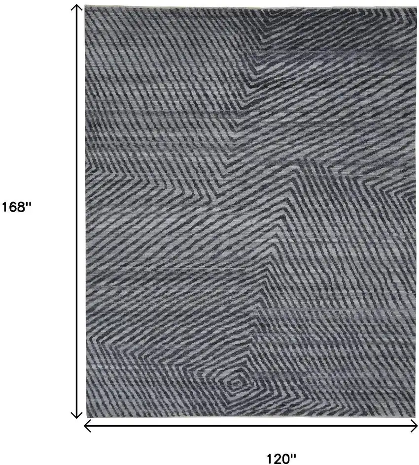 Gray Wool Abstract Hand Knotted Area Rug Photo 3