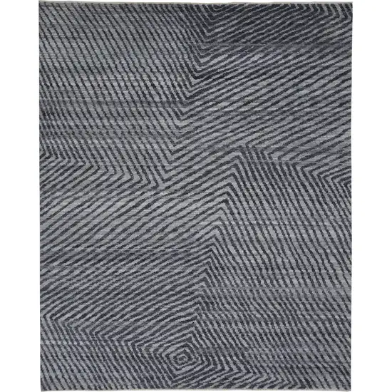 Gray Wool Abstract Hand Knotted Area Rug Photo 9
