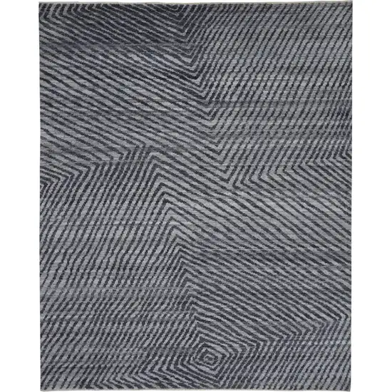 Gray Wool Abstract Hand Knotted Area Rug Photo 2