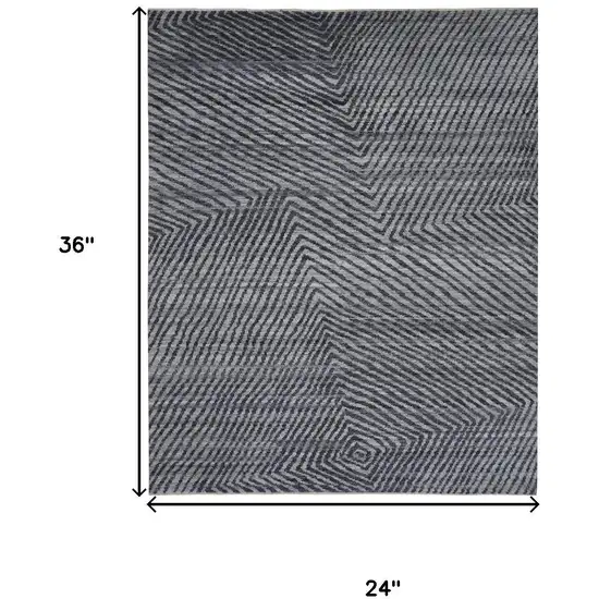 Gray Wool Abstract Hand Knotted Area Rug Photo 3