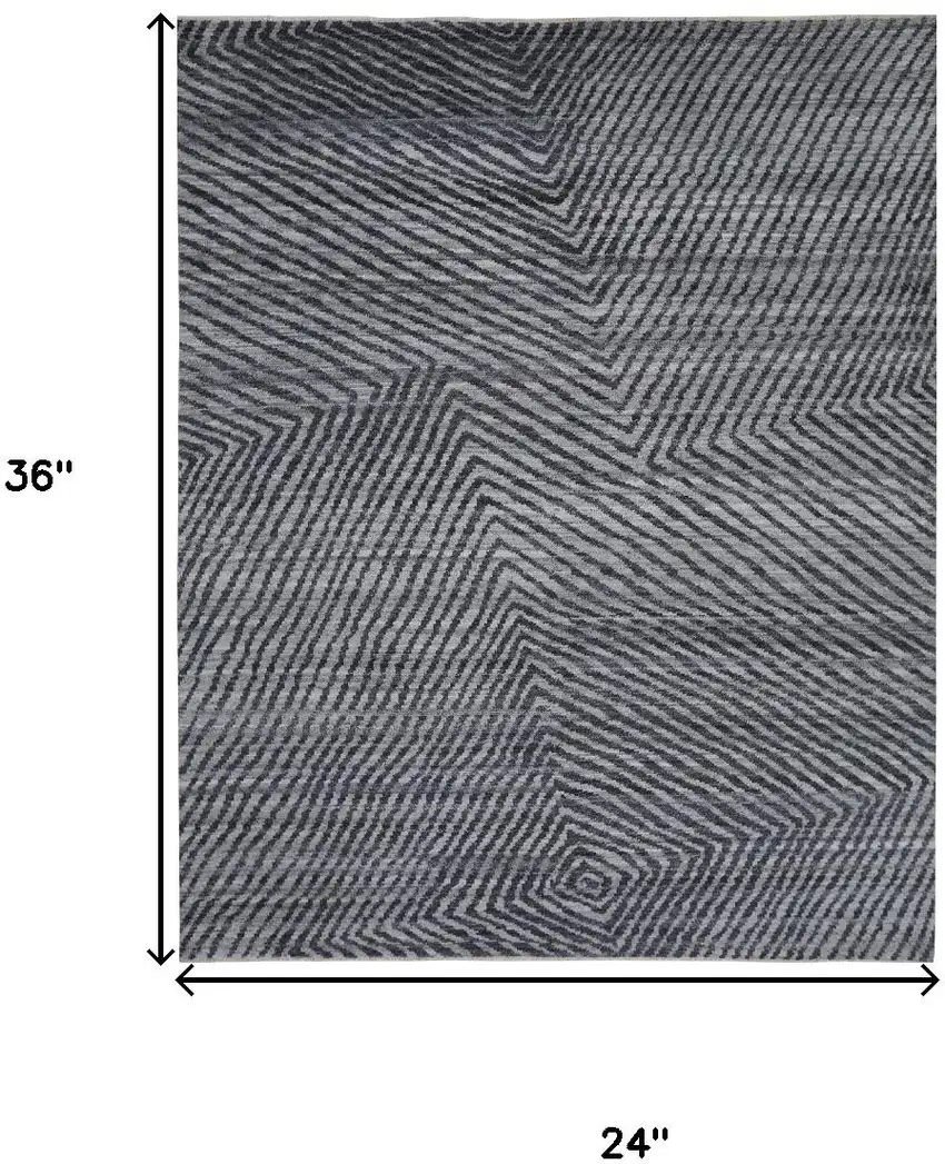 Gray Wool Abstract Hand Knotted Area Rug Photo 3