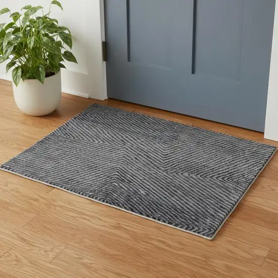 Gray Wool Abstract Hand Knotted Area Rug Photo 1