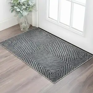 Photo of Gray Wool Abstract Hand Knotted Area Rug