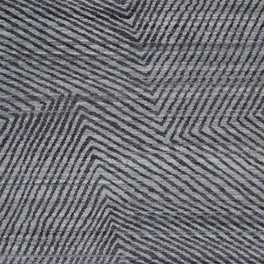 Gray Wool Abstract Hand Knotted Area Rug Photo 4