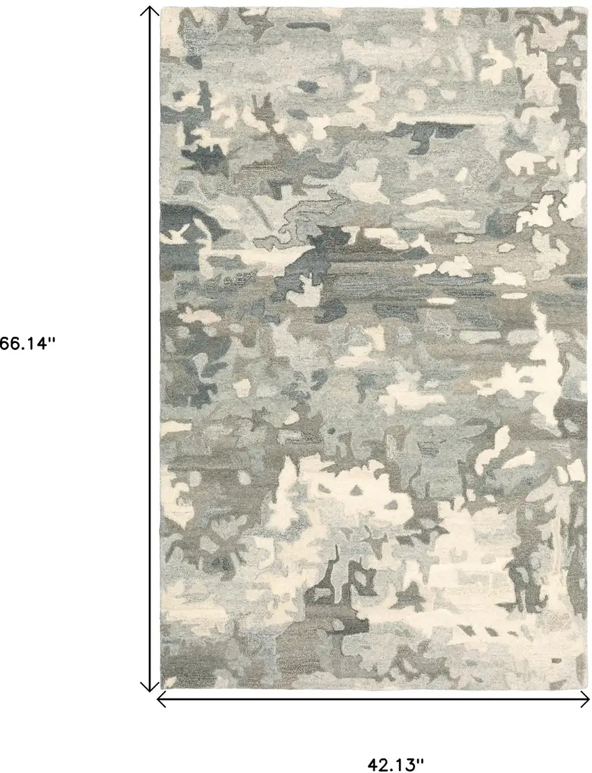 Gray Wool Abstract Hand Tufted Area Rug Photo 3