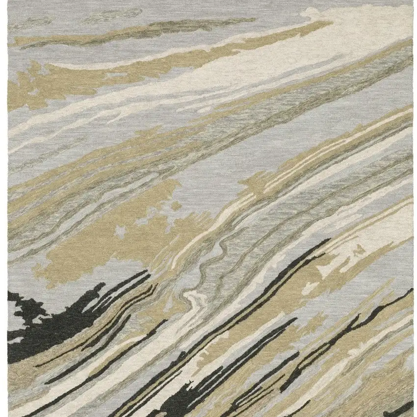 Gray Wool Abstract Hand Tufted Area Rug Photo 4