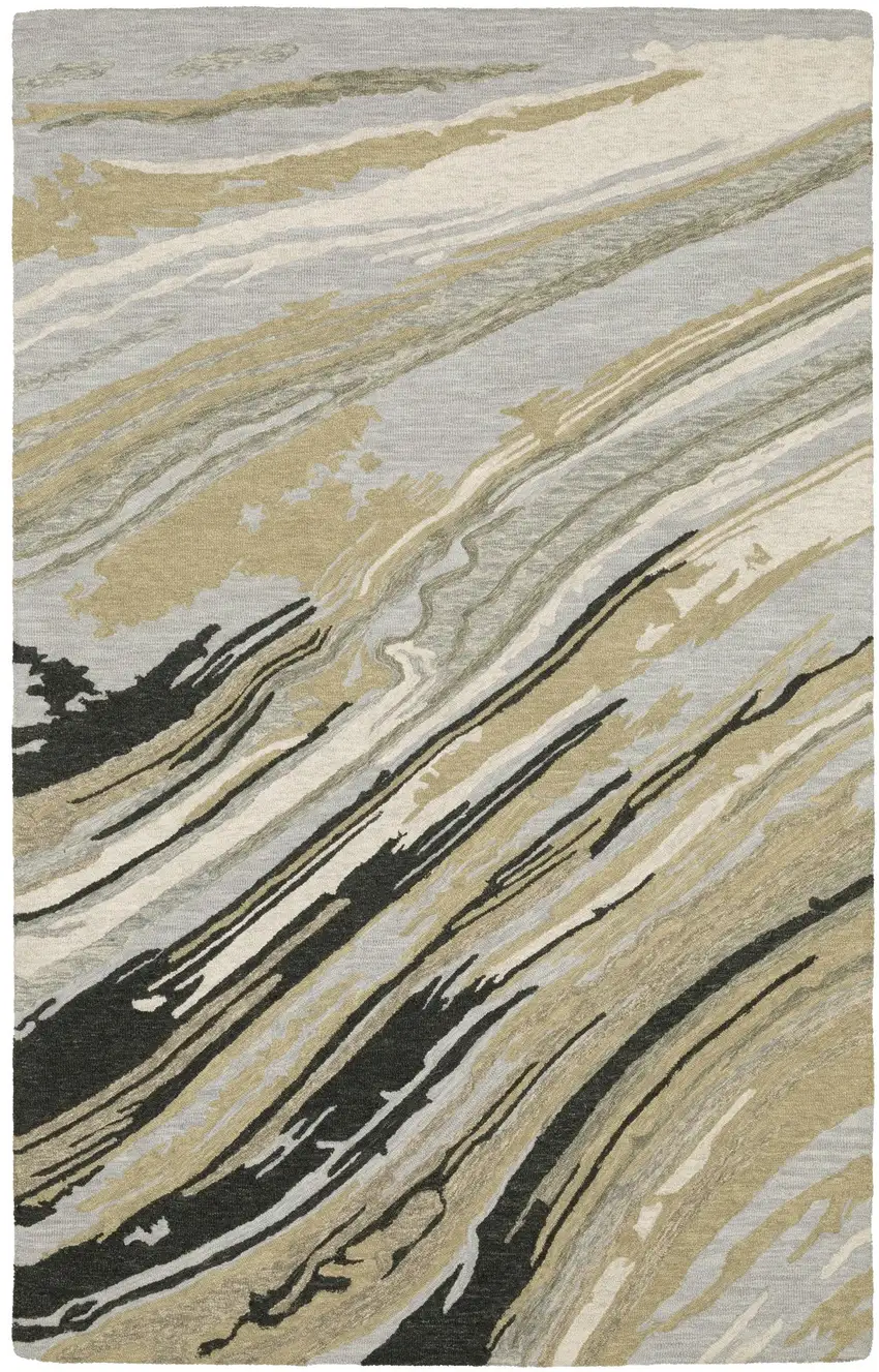 Gray Wool Abstract Hand Tufted Area Rug Photo 2