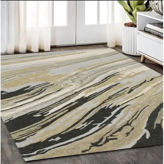 Gray Wool Abstract Hand Tufted Area Rug Photo 1