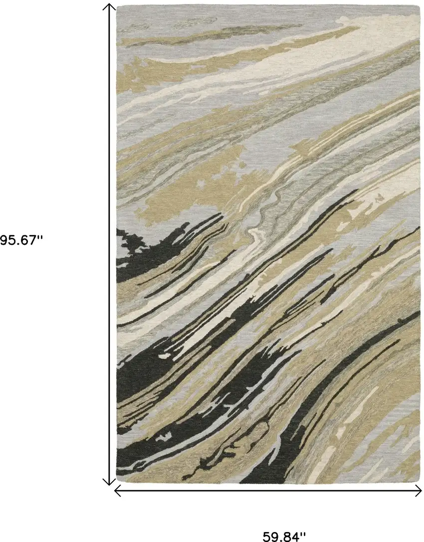 Gray Wool Abstract Hand Tufted Area Rug Photo 3