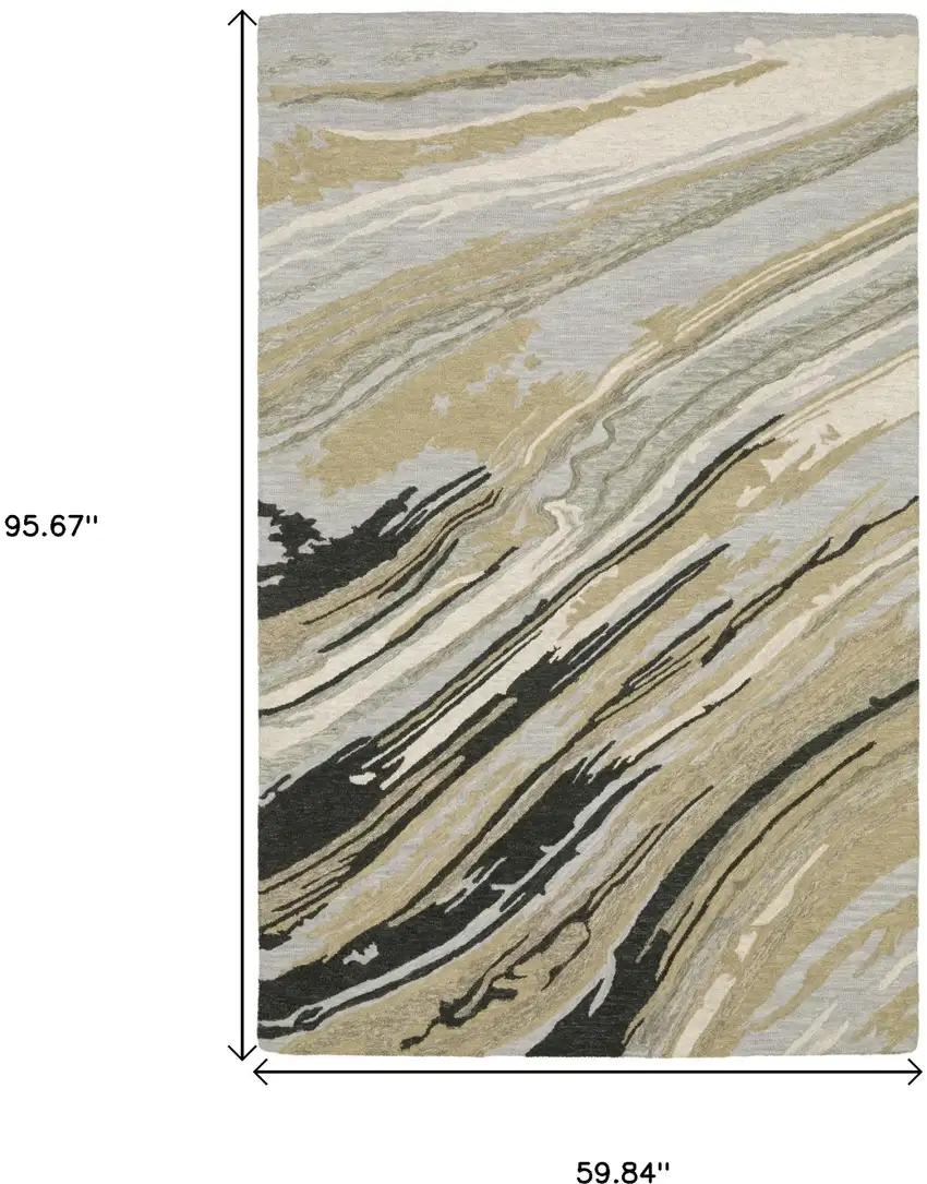 Gray Wool Abstract Hand Tufted Area Rug Photo 3