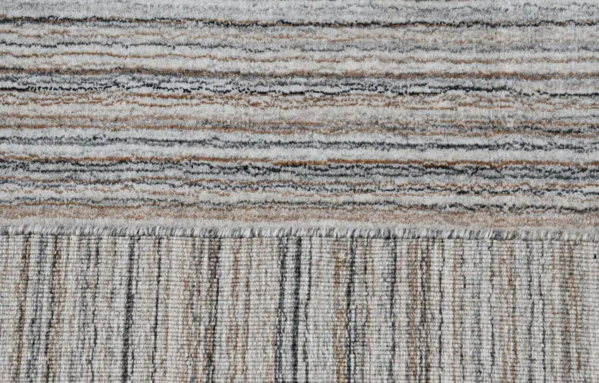 Gray Wool Blend Abstract Stripe Hand Loomed Area Rug Photo 8