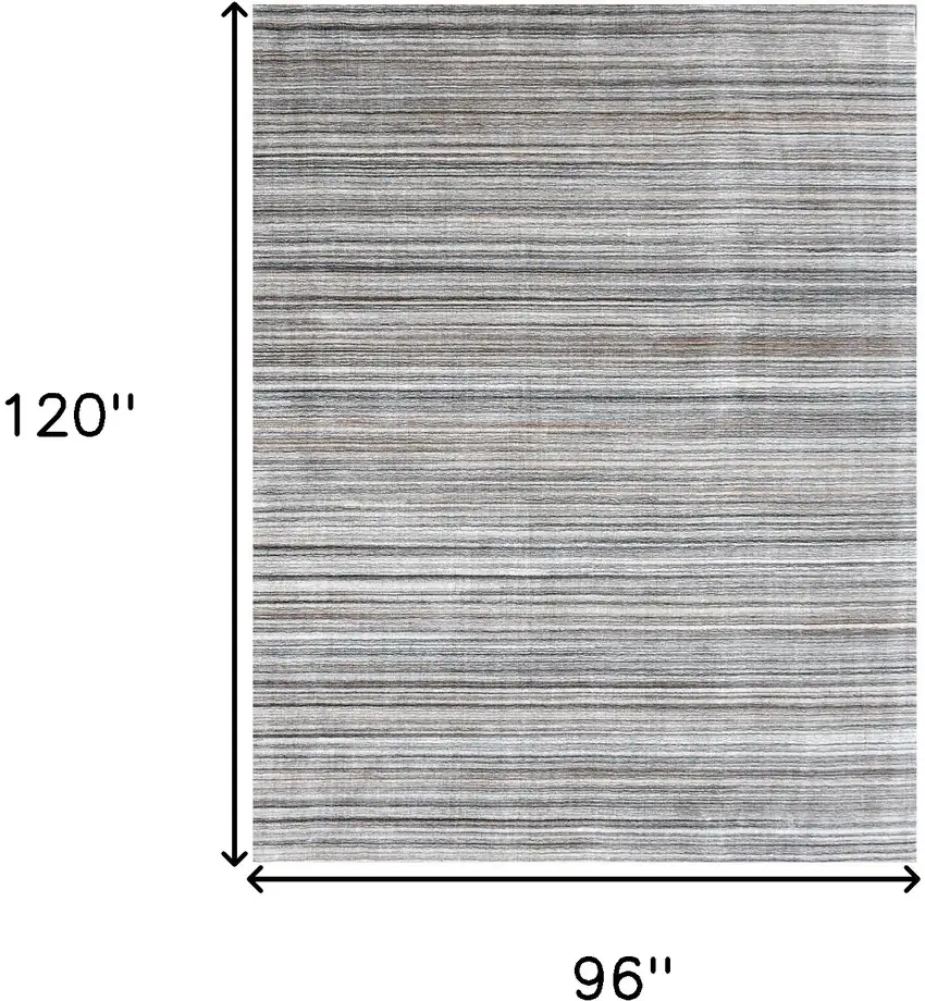 Gray Wool Blend Abstract Stripe Hand Loomed Area Rug Photo 3