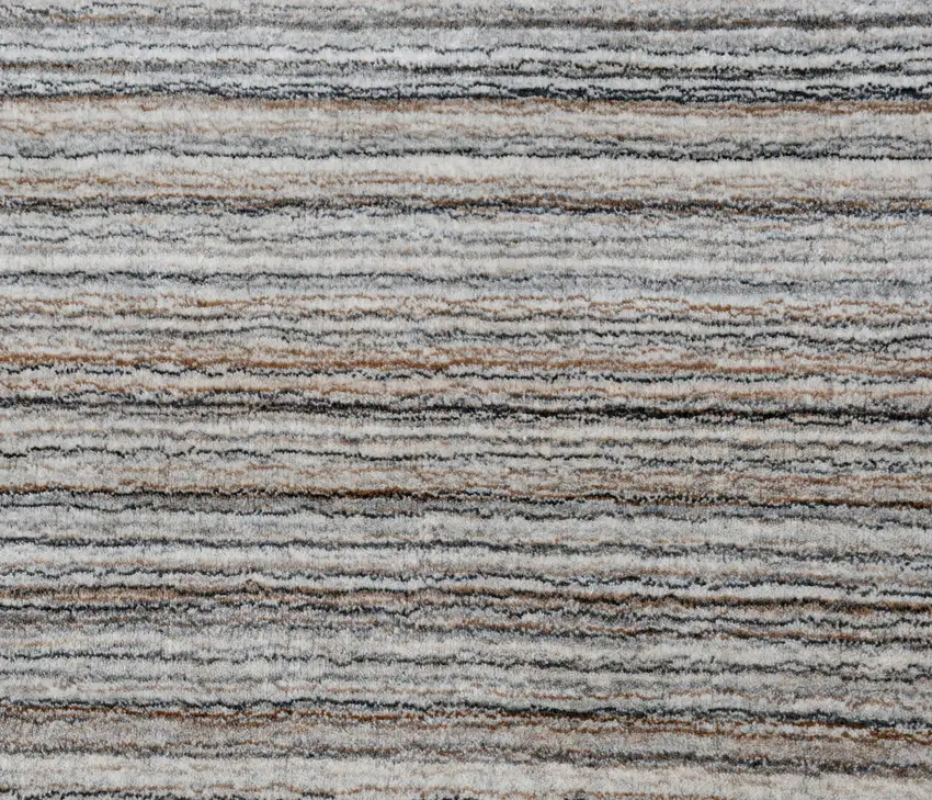 Gray Wool Blend Abstract Stripe Hand Loomed Area Rug Photo 7