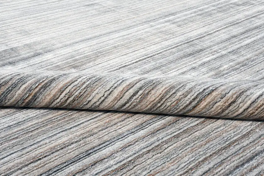 Gray Wool Blend Abstract Stripe Hand Loomed Area Rug Photo 6
