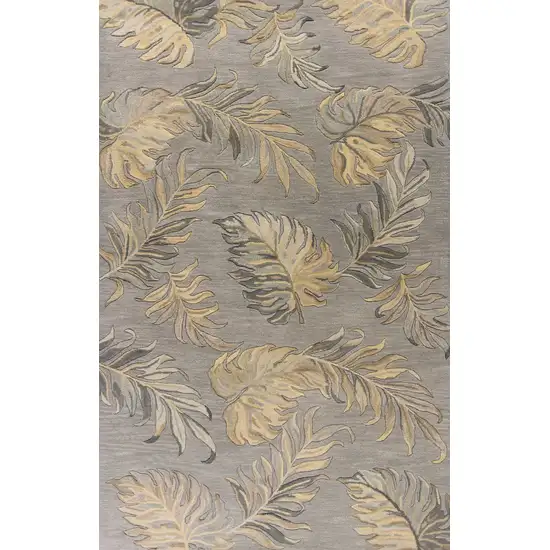 Gray Wool Botanical Leaves Hand Tufted Area Rug Photo 1