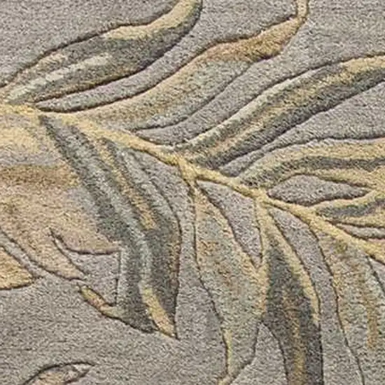 Gray Wool Botanical Leaves Hand Tufted Area Rug Photo 5