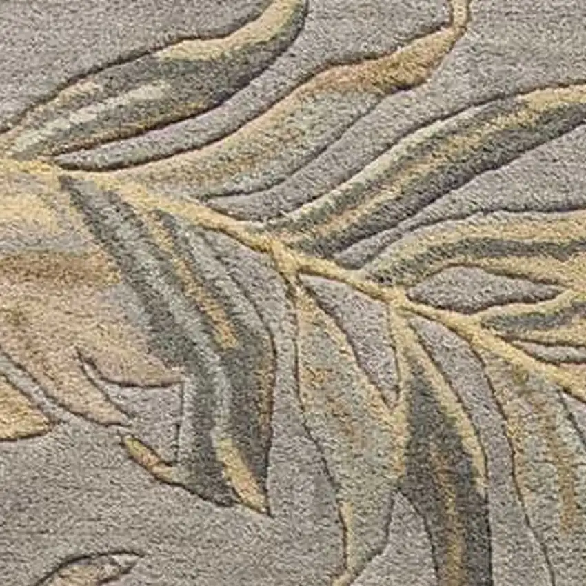 Gray Wool Botanical Leaves Hand Tufted Area Rug Photo 5