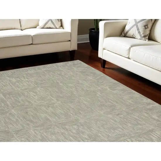Gray Wool Geometric Area Rug Photo 3