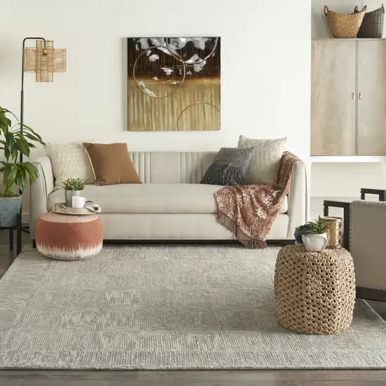 Gray Wool Geometric Area Rug Photo 4