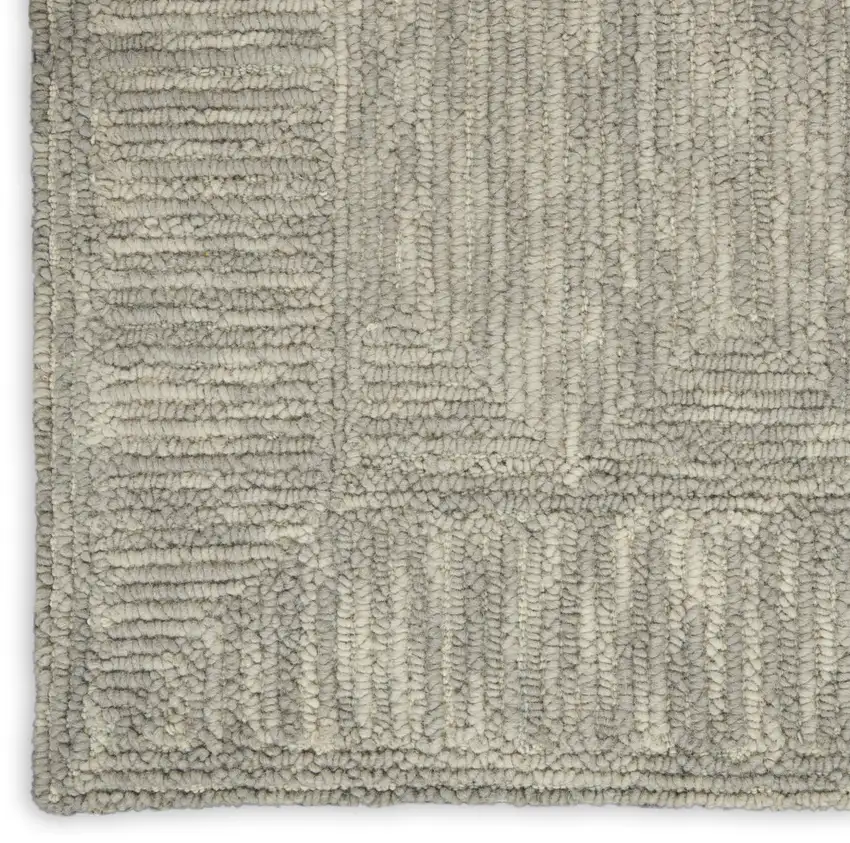 Gray Wool Geometric Area Rug Photo 6