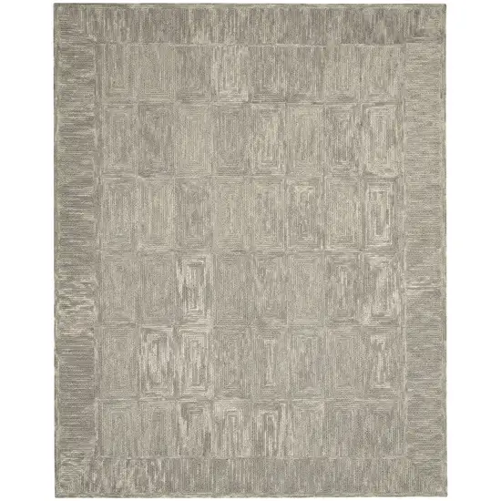 Gray Wool Geometric Area Rug Photo 1