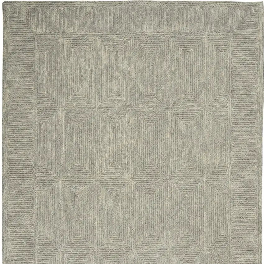 Gray Wool Geometric Area Rug Photo 5