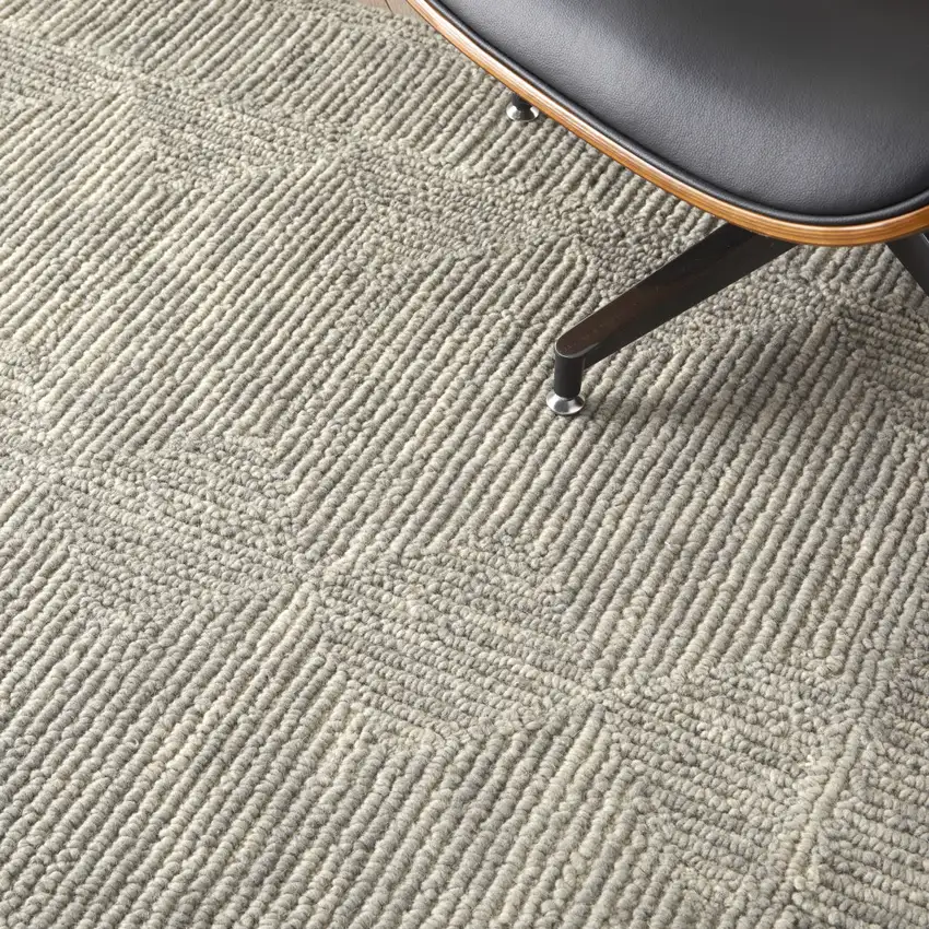 Gray Wool Geometric Area Rug Photo 6
