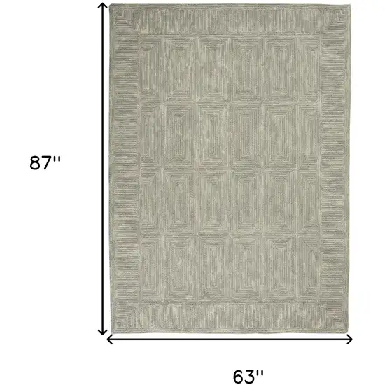 Gray Wool Geometric Area Rug Photo 3