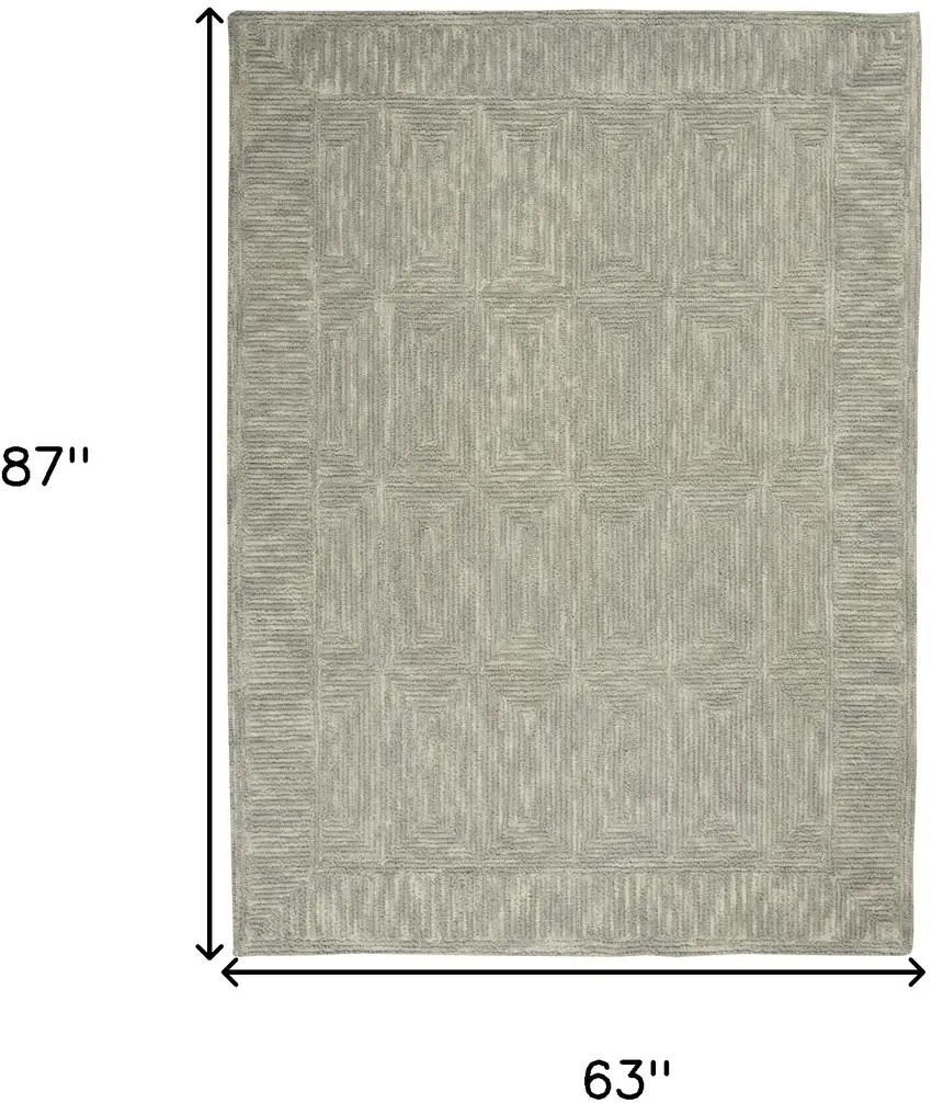 Gray Wool Geometric Area Rug Photo 3