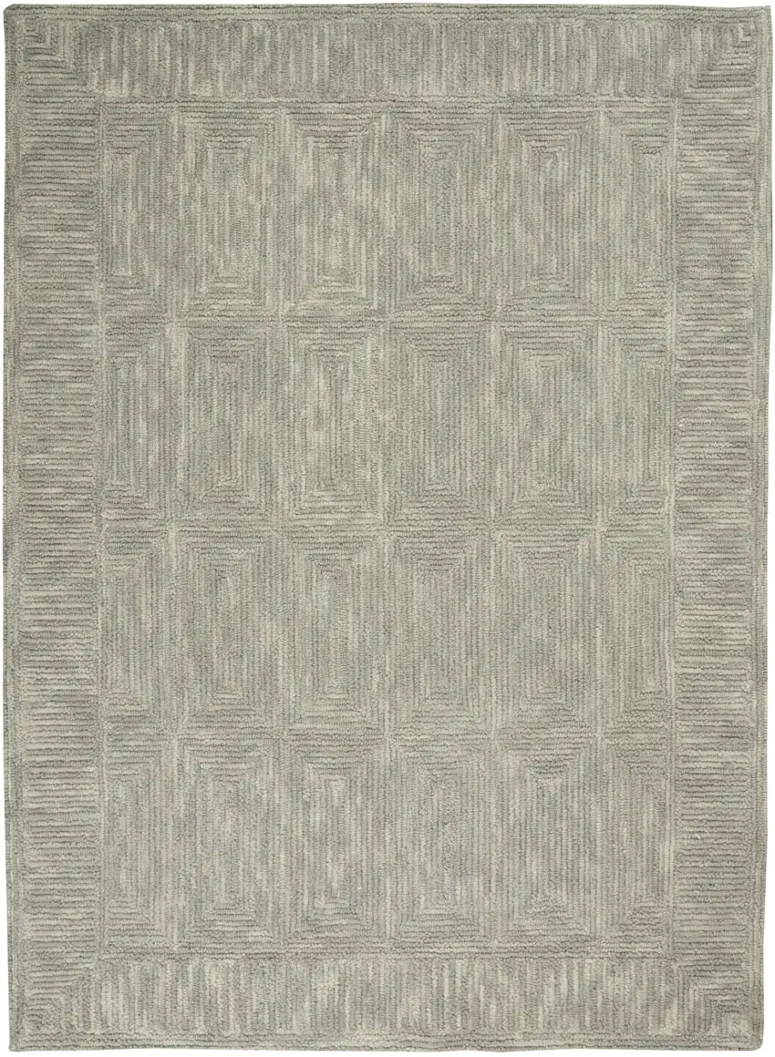 Gray Wool Geometric Area Rug Photo 1