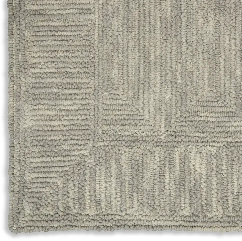 Gray Wool Geometric Area Rug Photo 8