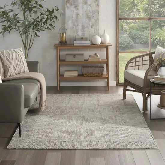 Gray Wool Geometric Area Rug Photo 5