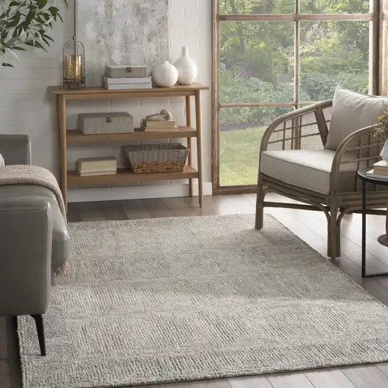 Gray Wool Geometric Area Rug Photo 4