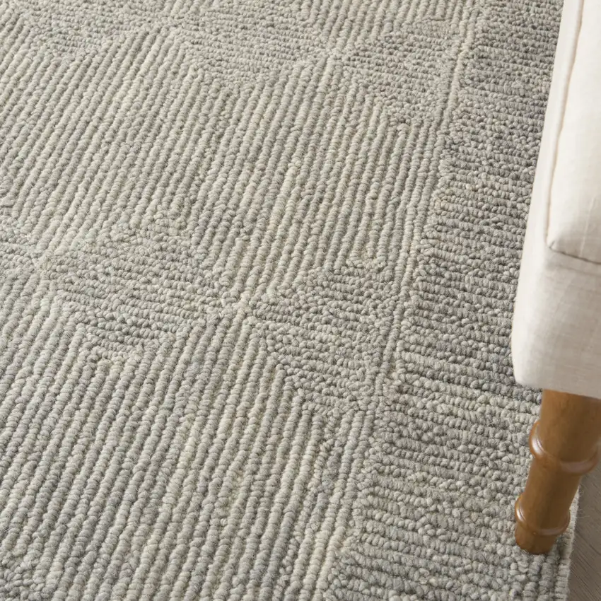 Gray Wool Geometric Area Rug Photo 9