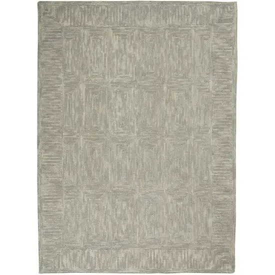 Gray Wool Geometric Area Rug Photo 1
